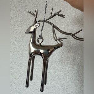5" Metallic Reindeer Ornament Jewelry Holder with Antlers & Silver String